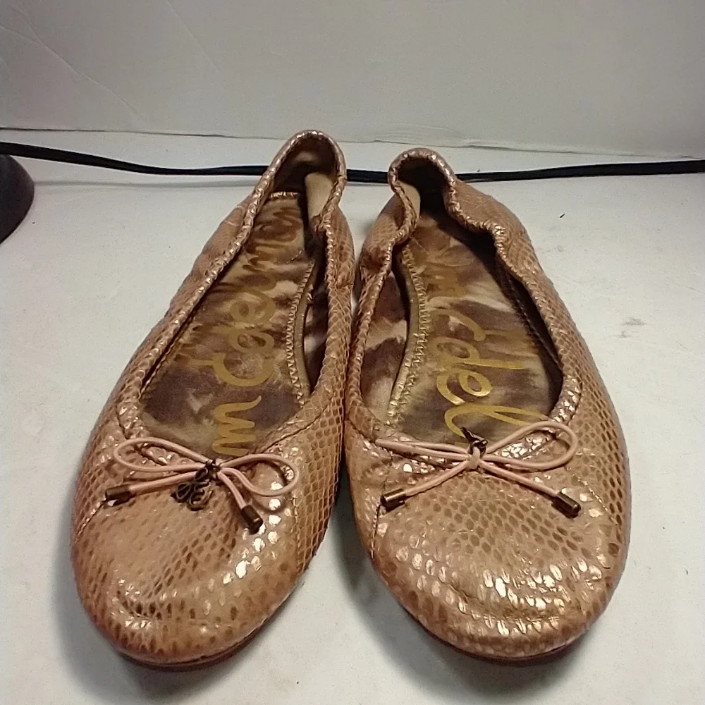 Sam Edelman Felicia Snake Print Rose Gold Ballet Flat Women's sz 6.5M.